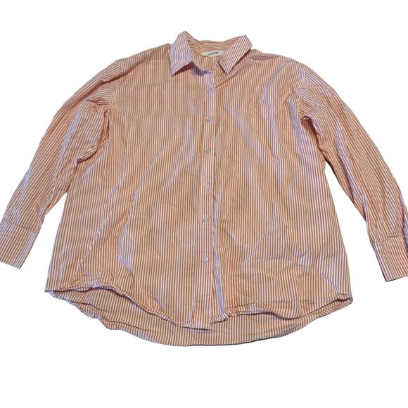 Glassons Orange White Striped Button Front 100% Cotton Shirt Women's 8 Small S - Picture 1 of 6